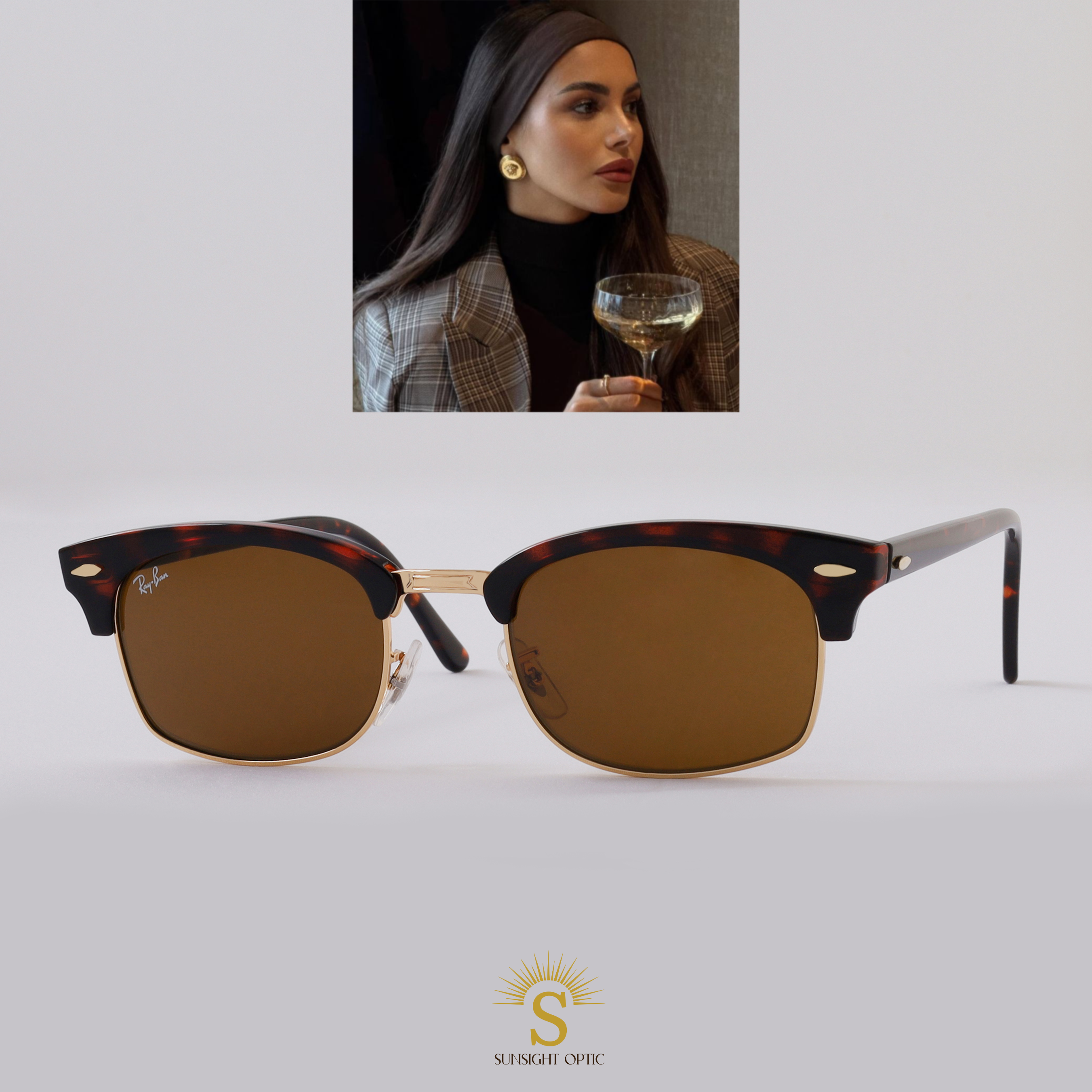 小物 Ray-Ban : CLUBMASTER SQUARE LEGEND GOLD CLUBMASTER SQUARE LEGEND GOLD Sunglasses in Tortoise and G-15